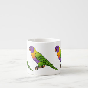 Rainbow loriket bird cartoon espresso kop