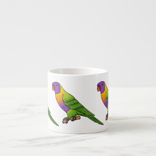 Rainbow loriket bird cartoon espresso kop (Voorkant)