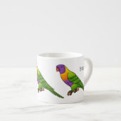 Rainbow loriket bird cartoon espresso kop (Voorkant rechts)
