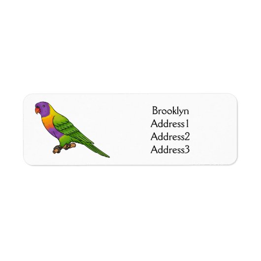 Rainbow loriket bird cartoon etiket (Voorkant)