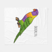 Rainbow loriket bird cartoon fleece deken (Voorkant (Horizontaal))