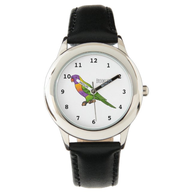Rainbow loriket bird cartoon horloge (Voorkant)