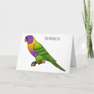 Rainbow loriket bird cartoon kaart