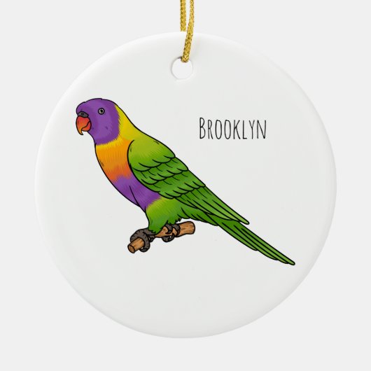 Rainbow loriket bird cartoon keramisch ornament (Voorkant)