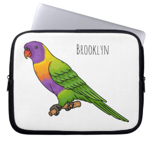 Rainbow loriket bird cartoon laptop sleeve