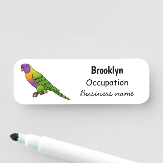 Rainbow loriket bird cartoon naamplaatje (In situ)