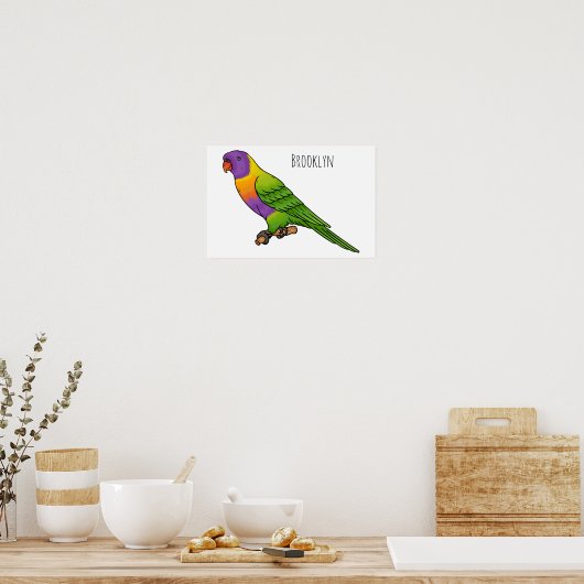 Rainbow loriket bird cartoon poster (Keuken)