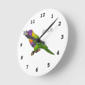 Rainbow loriket bird cartoon ronde klok (Hoek)