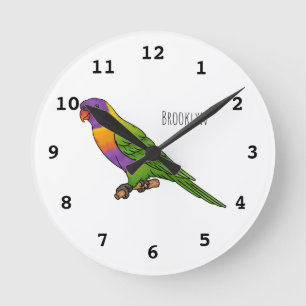 Rainbow loriket bird cartoon ronde klok