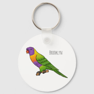Rainbow loriket bird cartoon sleutelhanger