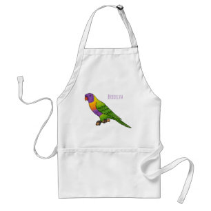 Rainbow loriket bird cartoon standaard schort
