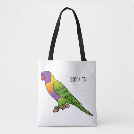 Rainbow loriket bird cartoon tote bag (Voorkant)