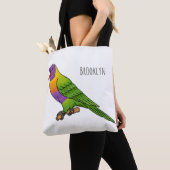 Rainbow loriket bird cartoon tote bag (Dichtbij)