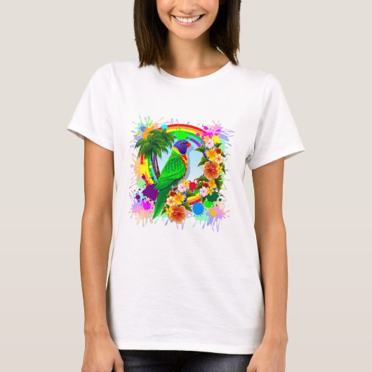 Rainbow Loriket Parrot Art T-shirt (Voorkant)