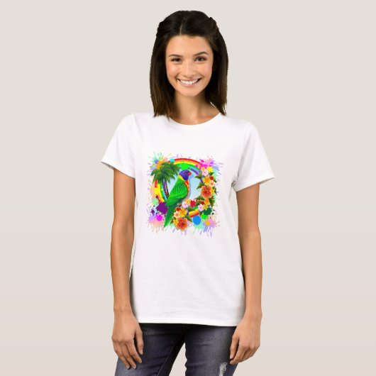Rainbow Loriket Parrot Art T-shirt (Voorkant volledig)