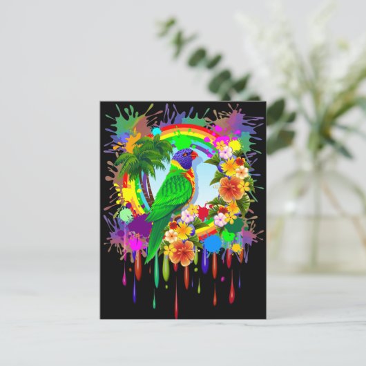 Rainbow Loriket Parrot Briefkaarten (Staand voorkant)