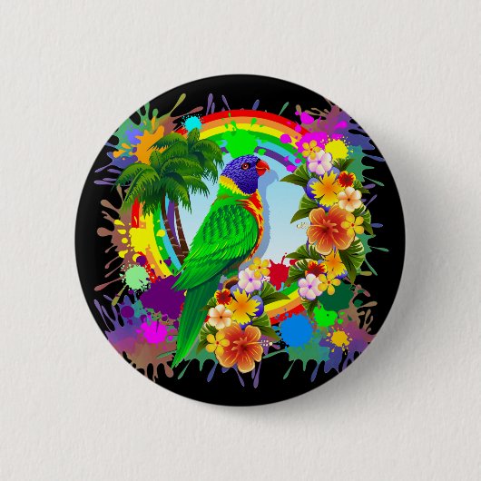 Rainbow Loriket Parrot Buttonnen Ronde Button 5,7 Cm (Voorkant)