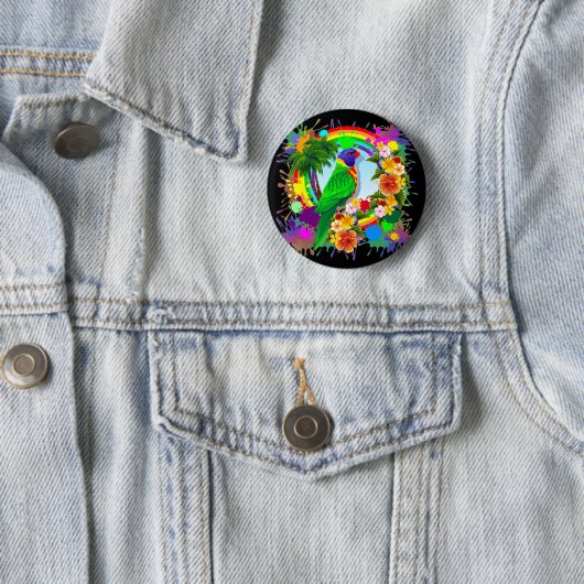 Rainbow Loriket Parrot Buttonnen Ronde Button 5,7 Cm (In situ)