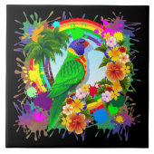 Rainbow Loriket Parrot Ceramic Photo Tile Tegeltje (Voorkant)