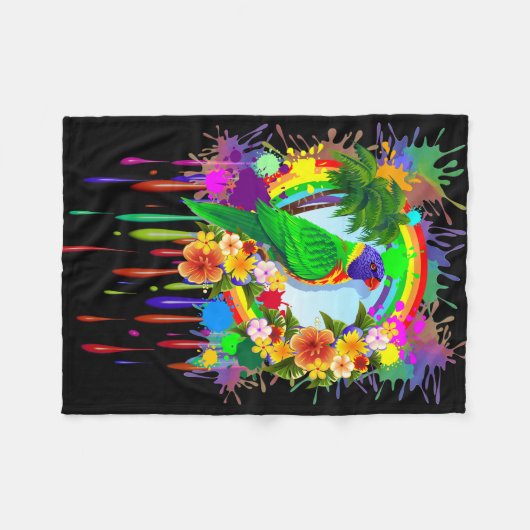 Rainbow Loriket Parrot Fleece_Blanket Fleece Deken (Voorkant (Horizontaal))