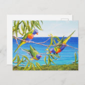 Rainbow Loriket Vogels Blauw Australisch schilderi Briefkaart (Voorkant / Achterkant)