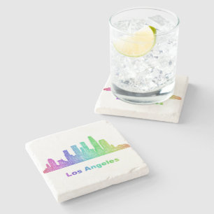 Rainbow Los Angeles skyline Stenen Onderzetter