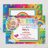 Rainbow lotsa kleuren verjaardaguitnodiging kaart (Voorkant / Achterkant)