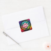Rainbow lotus vierkante sticker (Envelop)