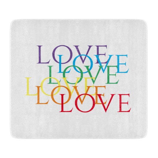 RAINBOW LOVE 6x7 glazen snijplank (Voorkant)