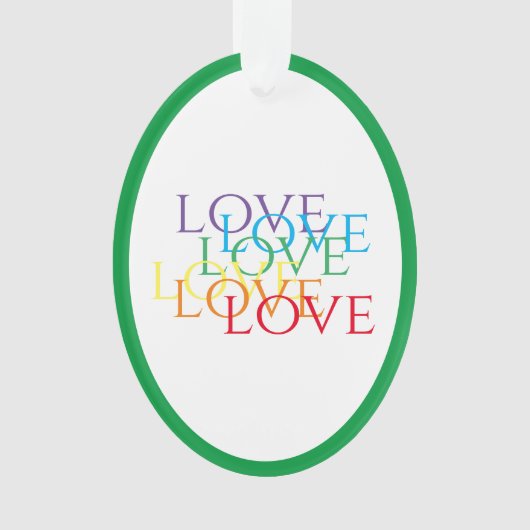 RAINBOW LOVE Acryl Ovaal Ornament - Groen (voorkant)