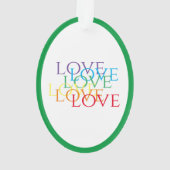 RAINBOW LOVE Acryl Ovaal Ornament - Groen (achterkant)