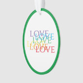 RAINBOW LOVE Acryl Ovaal Ornament - Groen (voorkant)