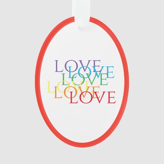 RAINBOW LOVE Acryl Ovaal Ornament - Rood (voorkant)