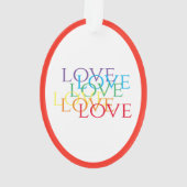 RAINBOW LOVE Acryl Ovaal Ornament - Rood (achterkant)