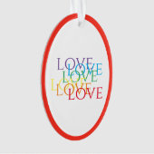 RAINBOW LOVE Acryl Ovaal Ornament - Rood (voorkant)