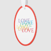 RAINBOW LOVE Acryl Ovaal Ornament - Rood (voorkant)