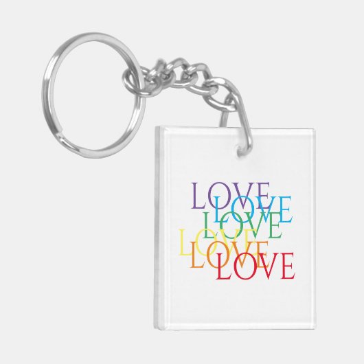 RAINBOW LOVE Acrylvierkant Sleutelhanger (Voorkant Links)