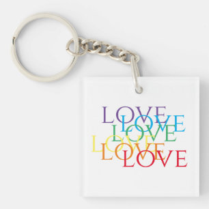 RAINBOW LOVE Acrylvierkant Sleutelhanger