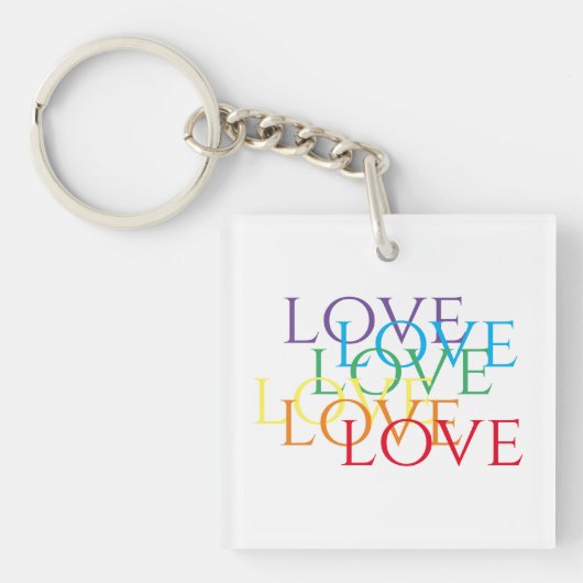 RAINBOW LOVE Acrylvierkant Sleutelhanger (Voorkant)