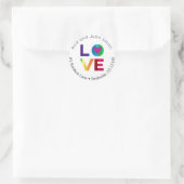 Rainbow Love adreslabel Ronde Sticker (Tas)