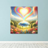 Rainbow Love All Over The World on a Wall Canvas Afdruk (Insitu (Houten vloer))