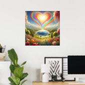 Rainbow Love All Over The World on a Wall Poster (Thuiskantoor)