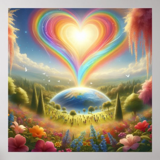 Rainbow Love All Over The World on a Wall Poster (Voorkant)
