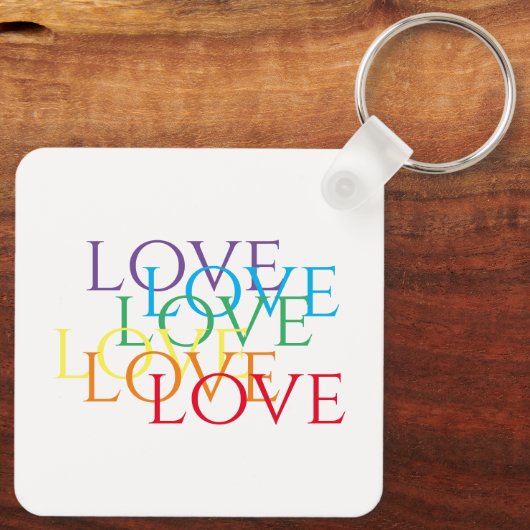 RAINBOW LOVE Aluminium Square Sleutelhanger (Achterkant)