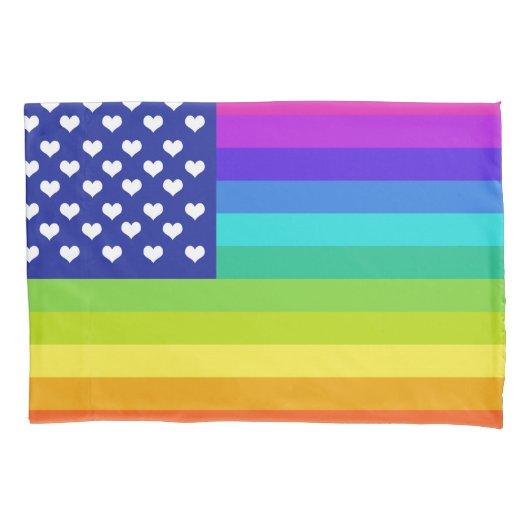 Rainbow Love American Flag Kussensloop (Voorkant)