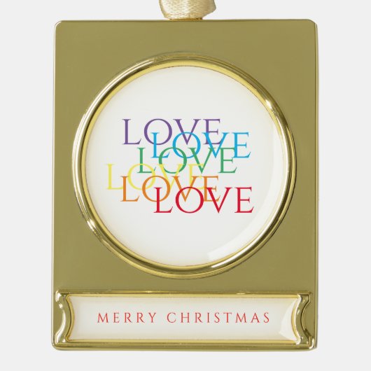 RAINBOW LOVE Banner Ornament / Goud Verguld Banner Ornament (Voorkant)