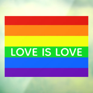 Rainbow Love beroemd gemaakt door Love Gay Pride Raamsticker