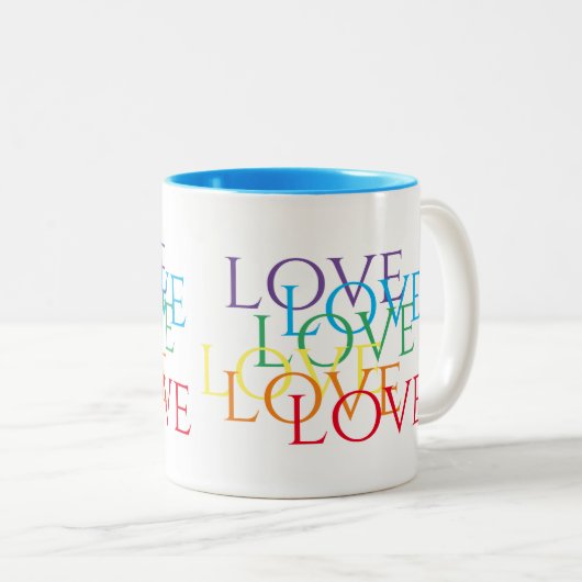 RAINBOW LOVE Blue Two-Tone Mok (Voorkant rechts)