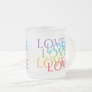 RAINBOW LOVE Frosted Glass Mok