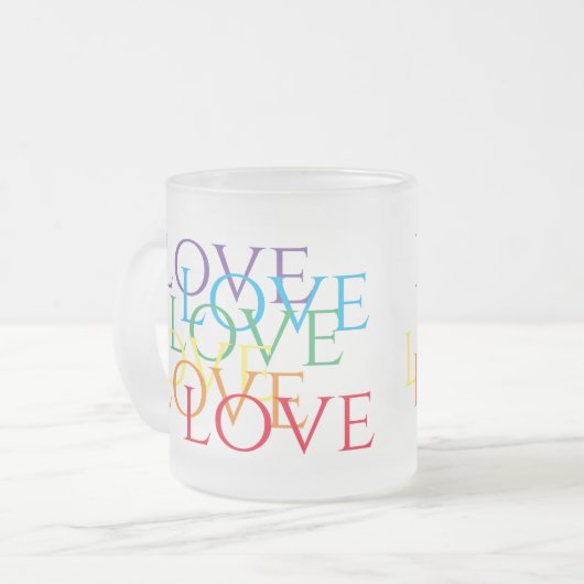 RAINBOW LOVE Frosted Glass Mok (Voorkant links)